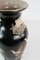 Keramik Vase mit schwarzer Glasur und mit Blumen verziert 11