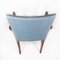 Mahogany and Light Blue Fabric Armchair by Fritz Hansen 8