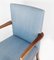 Armlehnstuhl aus Mahagoni & hellblauem Stoff von Fritz Hansen 4