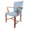 Mahogany and Light Blue Fabric Armchair by Fritz Hansen 1