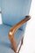 Armlehnstuhl aus Mahagoni & hellblauem Stoff von Fritz Hansen 5