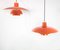 Orange PH4 Pendants by Poul Henningsen for Louis Poulsen, 1950s, Set of 2 2