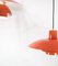 Orange PH4 Pendants by Poul Henningsen for Louis Poulsen, 1950s, Set of 2 7