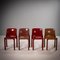 Selene Red Stacking Chairs by Vico Magistretti for Artemide, 1960s, Set of 4 2