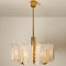 One of the Six Large Fagerlund Glass Leaves Brass Chandelier by Orrefors, 1960s 9