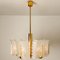 One of the Six Large Fagerlund Glass Leaves Brass Chandelier by Orrefors, 1960s, Image 9