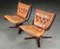 Vintage Cognac Leather Falcon Chair Set by Sigurd Resell, Set of 2 2