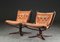 Vintage Falcon Chair Set aus cognacfarbenem Leder von Sigurd Resell, 2er Set 1