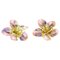 Mehrfarbige handbemalte Emaille Blumen Ohrringe aus 18 Karat Gelbgold, 2er Set 1