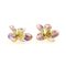 Mehrfarbige handbemalte Emaille Blumen Ohrringe aus 18 Karat Gelbgold, 2er Set 4