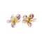 Boucles d'Oreilles Fleur en Or Jaune 18 Carats Peintes à la Main Multicolores, Set de 2 5