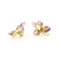 Multi-Color Hand Painted Enamel 18 Karat Yellow Gold Flower Clip Earrings, Set of 2 2
