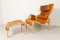 Scandinavian Modern Lounge Chair and Stool from Nielaus & Jeki Møbler, 1980s, Set of 2 3