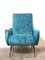 Italian Blue Lounge Chair, 1950s 2