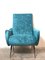 Italian Blue Lounge Chair, 1950s, Image 2