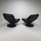 Postmodern Black Leather Swivel Lounge Chairs, 1980s, Set of 2 4