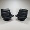 Fauteuils Pivotants Postmodernes en Cuir Noir, 1980s, Set de 2 1