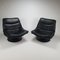 Postmodern Black Leather Swivel Lounge Chairs, 1980s, Set of 2 1