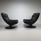 Postmodern Black Leather Swivel Lounge Chairs, 1980s, Set of 2 3