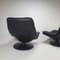 Postmodern Black Leather Swivel Lounge Chairs, 1980s, Set of 2 7