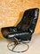 Vintage Danish Black Leather Ekornes Reclining Lounge Chair & Stool from Stressless, Set of 2, Image 8