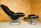 Fauteuil Inclinable et Tabouret Ekornes Vintage en Cuir Noir de Stressless, Set de 2 5