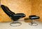 Poltrona reclinabile Ekornes vintage in pelle nera con sgabello di Stressless, Danimarca, set di 2, Immagine 5