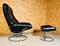 Vintage Danish Black Leather Ekornes Reclining Lounge Chair & Stool from Stressless, Set of 2 4