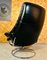 Vintage Danish Black Leather Ekornes Reclining Lounge Chair & Stool from Stressless, Set of 2 11