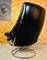 Vintage Danish Black Leather Ekornes Reclining Lounge Chair & Stool from Stressless, Set of 2, Image 11