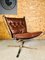 Vintage Leder Falcon Chair mit niedriger Rückenlehne von Sigurd Russell 5