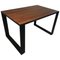 Rechteckiger Eisenwürfel Tisch mit Eingebetteter Holzplatte 1