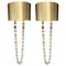 Metal Gold and Handcut Glass Sconces with Metal Gold Chromed Shade, Set of 2 1