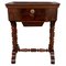 Antique Victorian 1880 Inlaid Burl and Walnut Sewing Table, 1880s 1