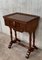 Antique Victorian 1880 Inlaid Burl and Walnut Sewing Table, 1880s, Image 4