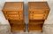 Vintage Burl Wood Three Drawers Cantilevered Side Table, 1970s, Set of 2 4