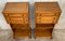 Vintage Burl Wood Three Drawers Cantilevered Side Table, 1970s, Set of 2, Image 4