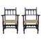20th Century Catalan Throne Armchairs in Walnut and Caned Seats, Set of 2 1