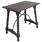 19th Spanish Console Table with Iron Stretcher and Carved Top in Walnut 1