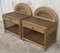 Mid-Century Bamboo & Rattan Gold Nightstands with Drawer and Low Shelves, Set of 2 2