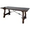 20th Century Refectory Spanish Table with Lyre Legs and Iron Stretch 1