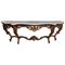 Table Console Style Baroque en Noyer Sculpté et Marbre, Espagne 1