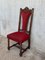 Sedie in legno di noce intagliato con seduta in velluto rosso, Spagna, set di 6, Immagine 4