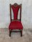 Sedie in legno di noce intagliato con seduta in velluto rosso, Spagna, set di 6, Immagine 3