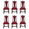 Spanish Carved Walnut Chairs with Red Velvet Seat, Set of 6, Image 1