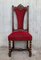 Spanische Geschnitzte Nussholz Stühle mit Rotem Samt Sitz, 6er Set 2