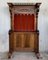 19th Large Carved Spanish Solid Walnut Hall Stand with Red Velvet 2