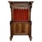 19th Large Carved Spanish Solid Walnut Hall Stand with Red Velvet, Image 1