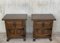 20th-Century Spanish Nightstands with One Drawer, Door and Iron Hardware, Set of 2 2