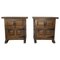 20th-Century Spanish Nightstands with One Drawer, Door and Iron Hardware, Set of 2 1